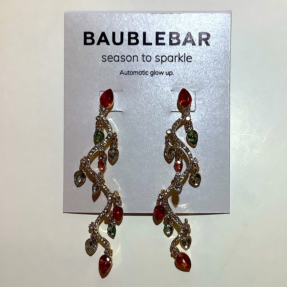 BaubleBar Festive Christmas Lights Dangle Earrings New